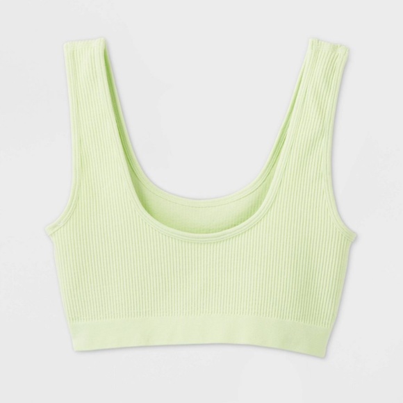 Colsie Women's Scoop Neck Ribbed Green Bralette size M - Picture 2 of 7